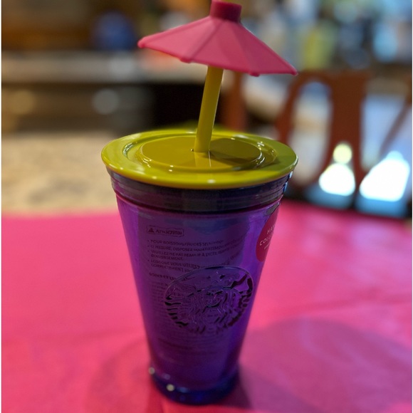 NEW Starbucks Hawaii Collection Blue Glass Tumbler W/Mai Thai Umbrella - 16oz - Picture 6 of 9